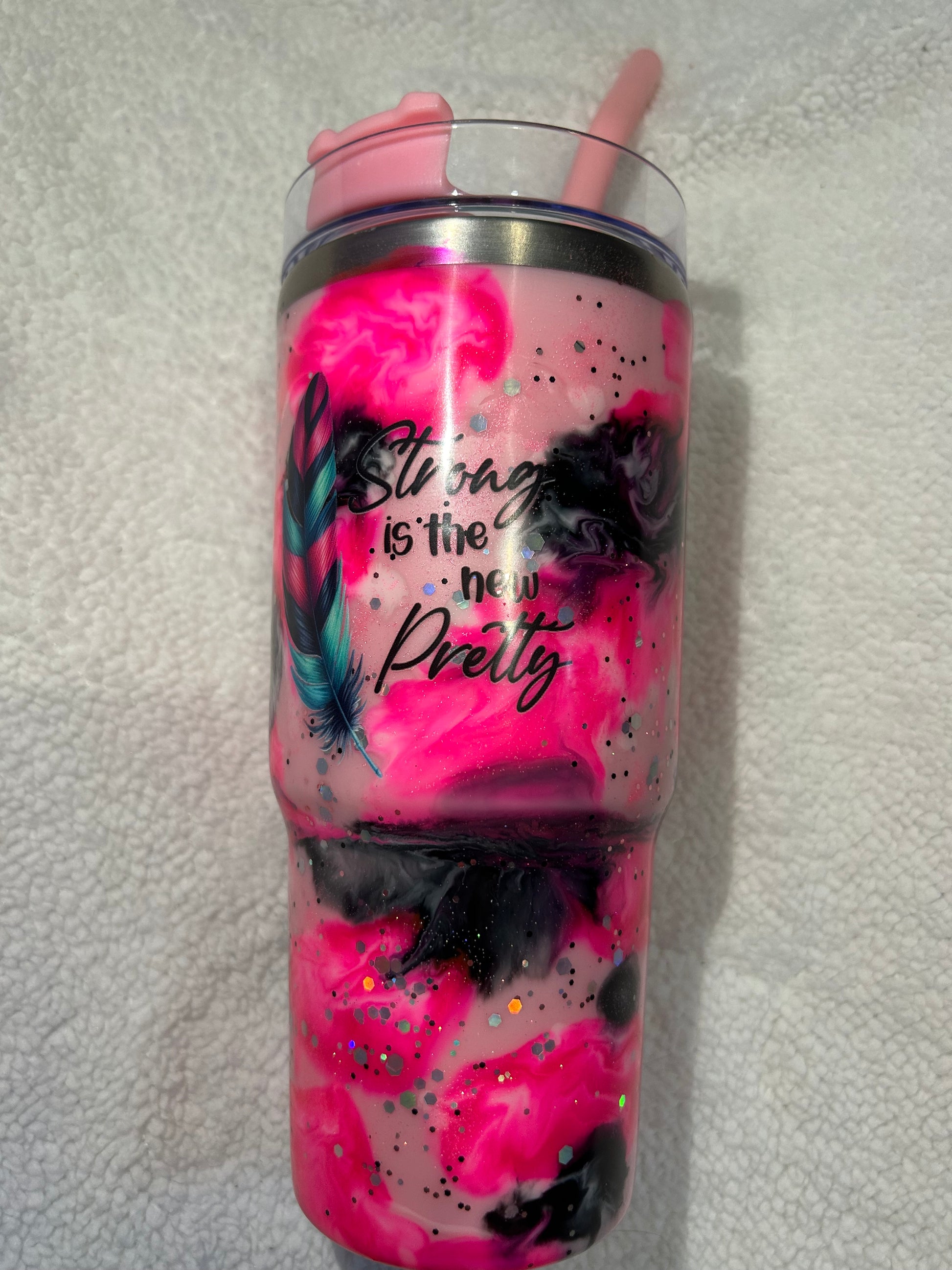 “Strong is the new pretty” 21oz curved tumbler