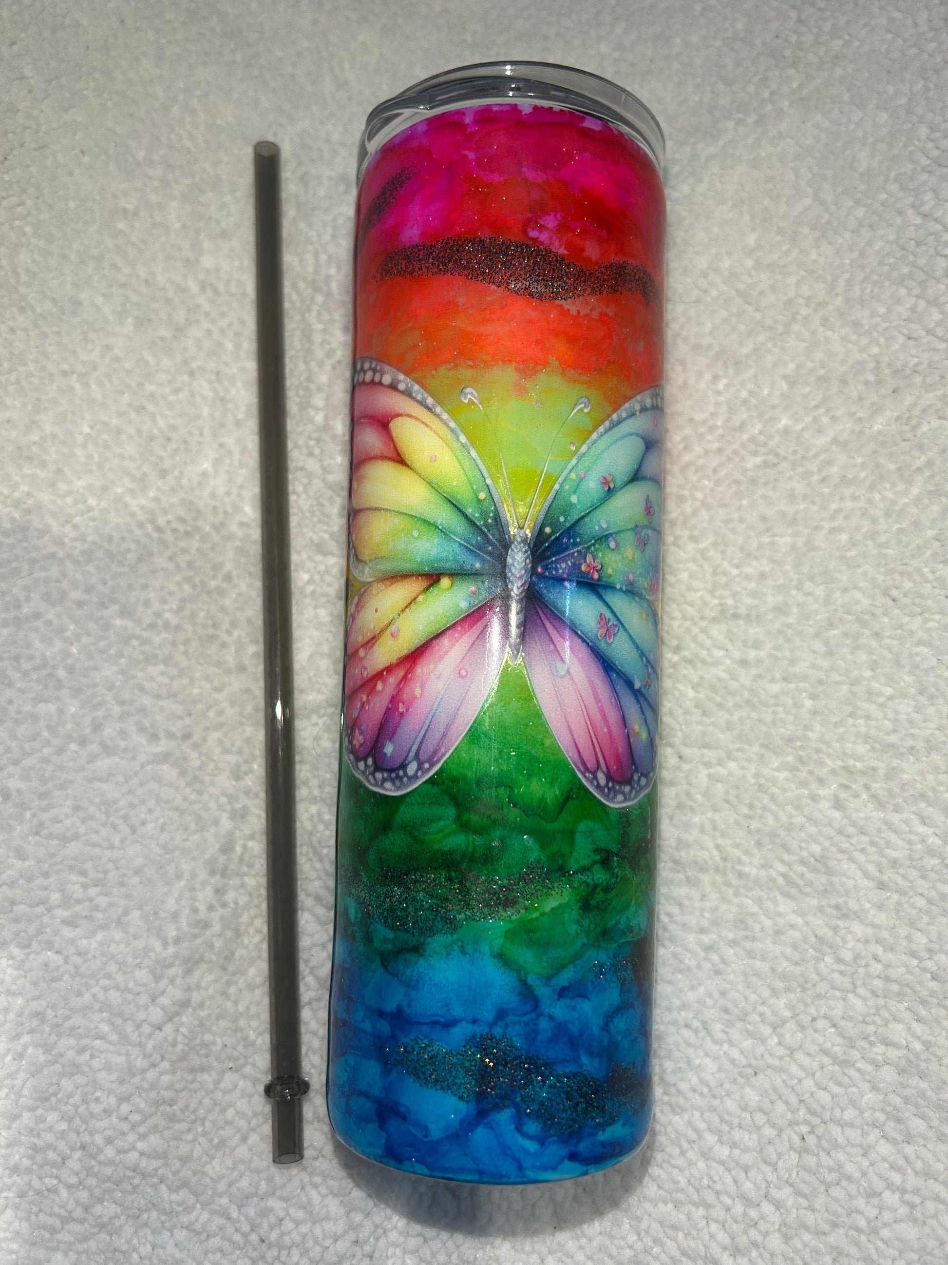 Rainbow butterfly tumbler