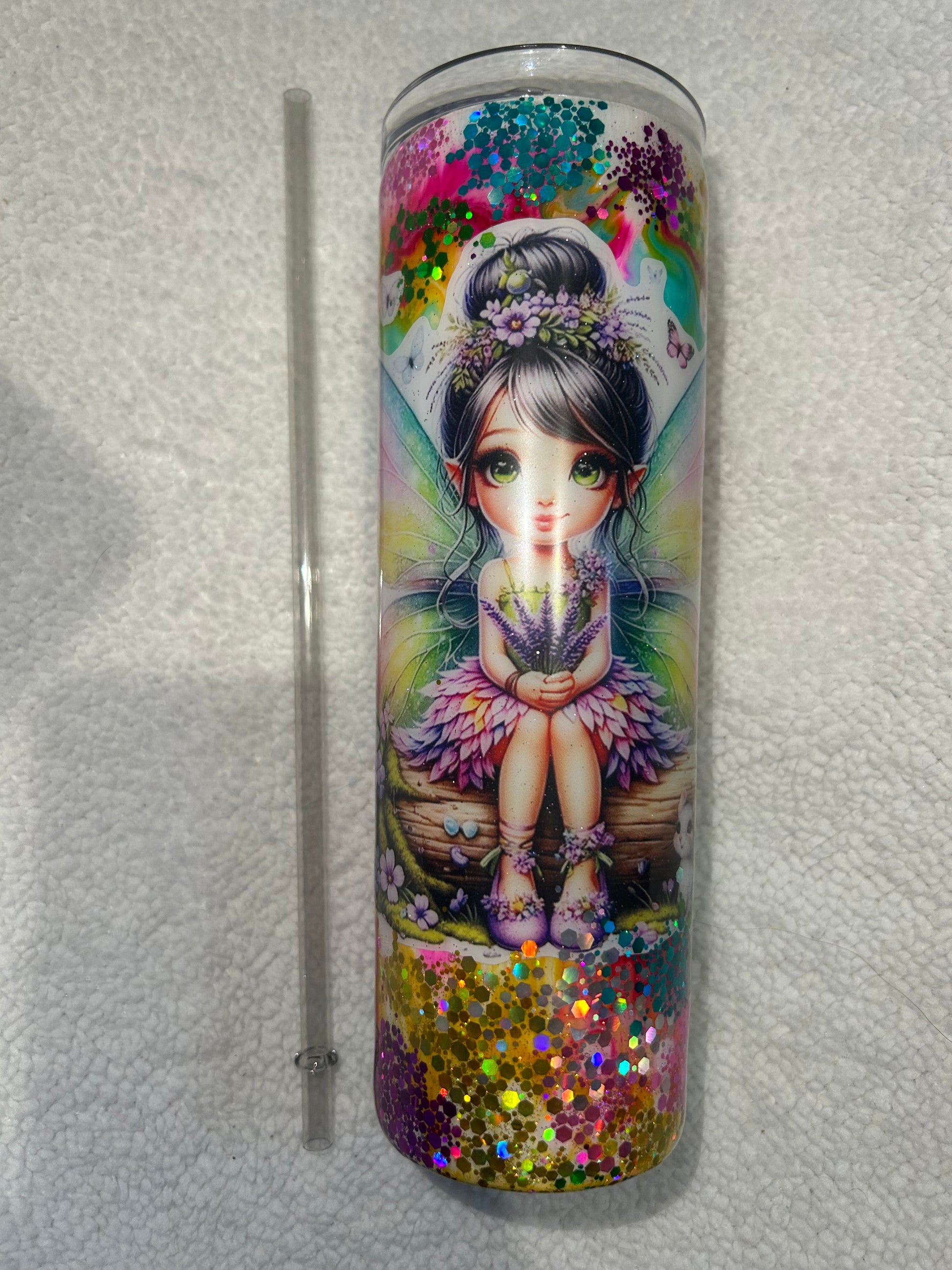 Glittered fairy 20oz tumbler