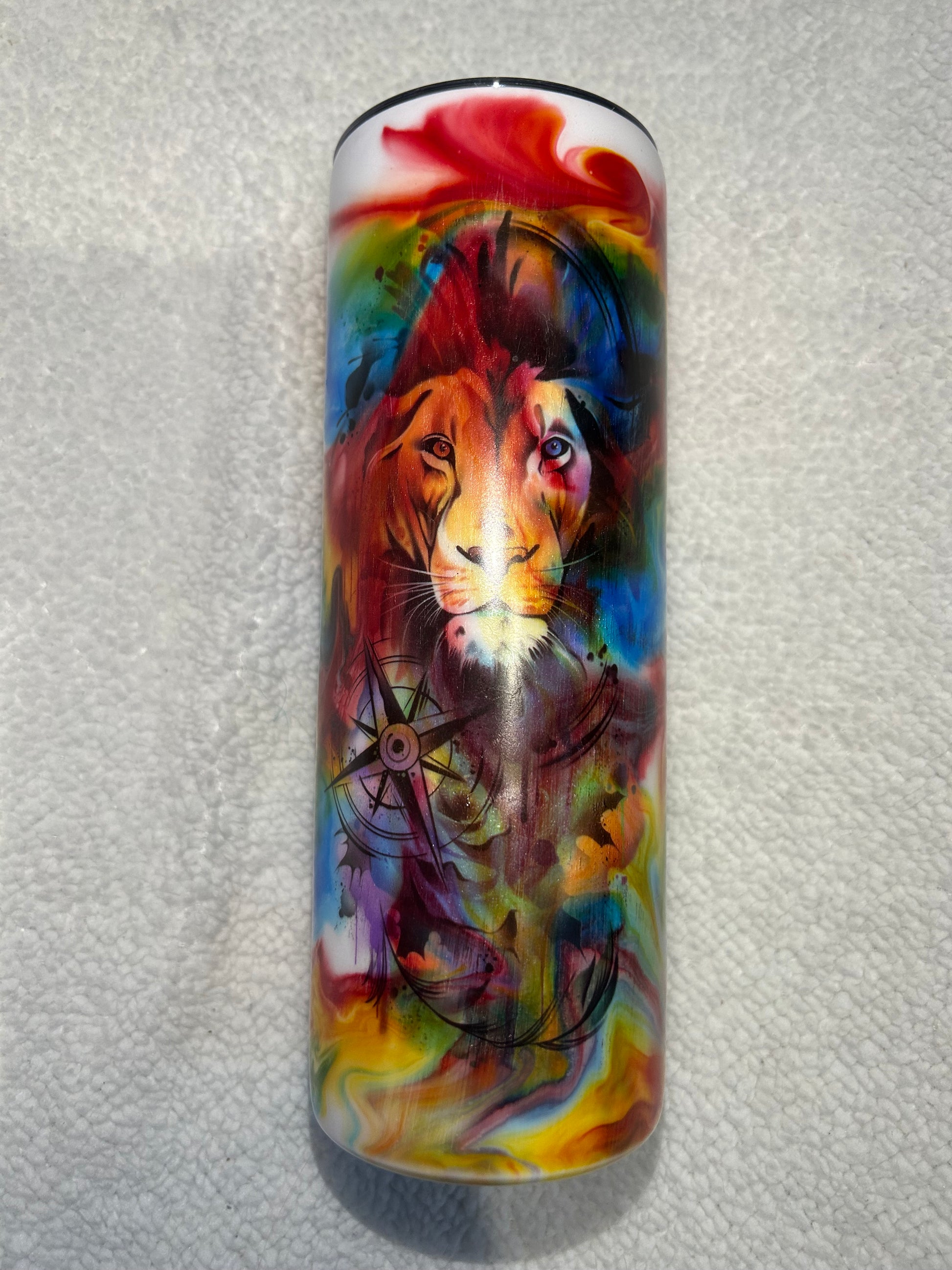 Lion rainbow swirl tumbler