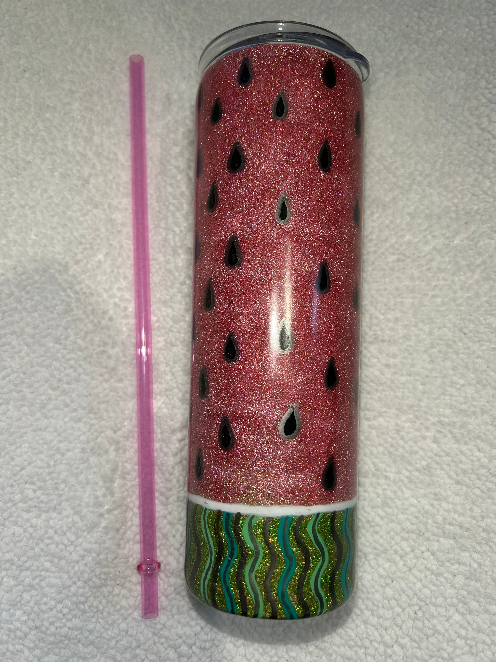 Watermelon glitter tumbler