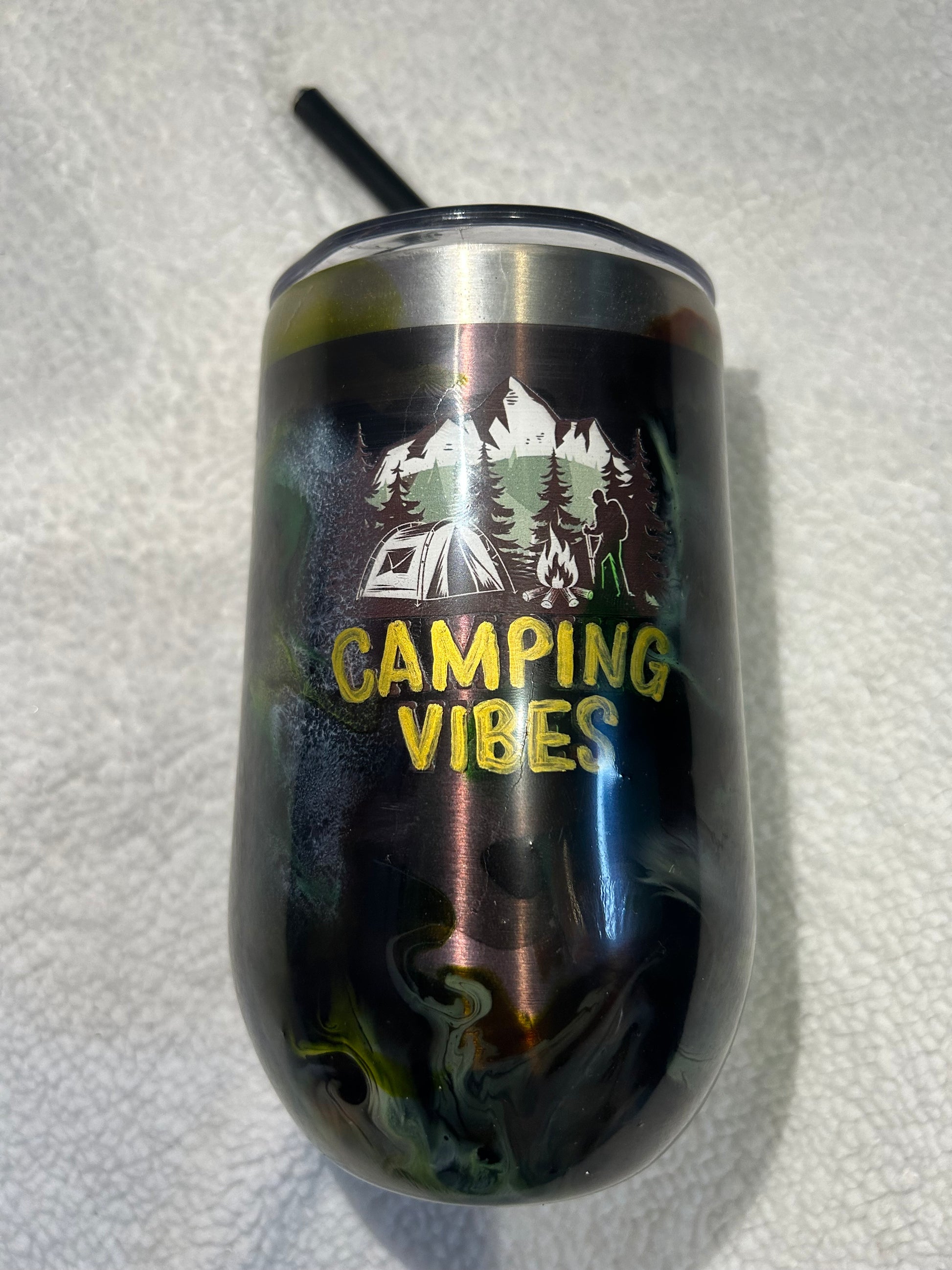 “Camping vibes” wine tumbler