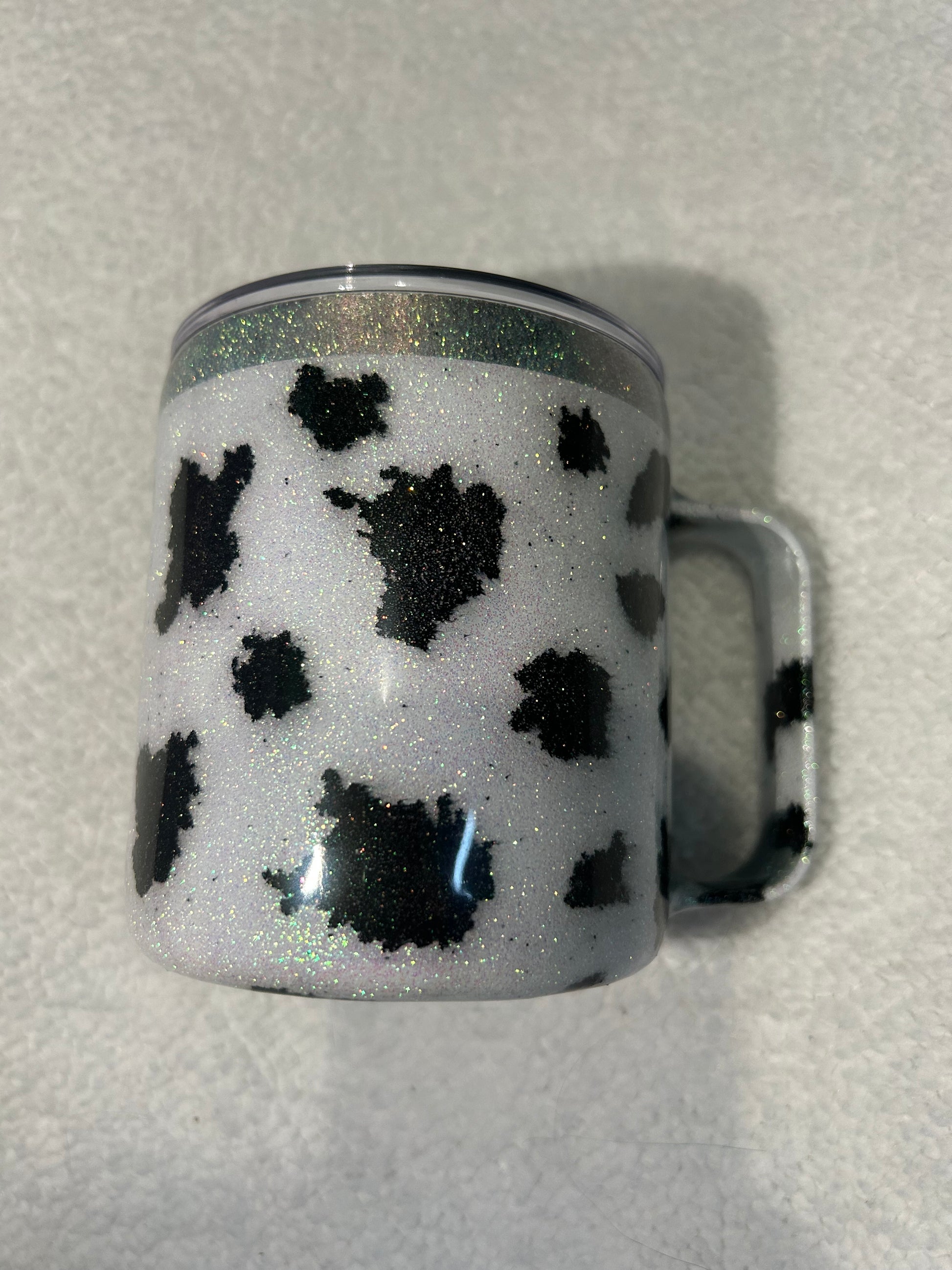 Glitter cow print mug tumbler