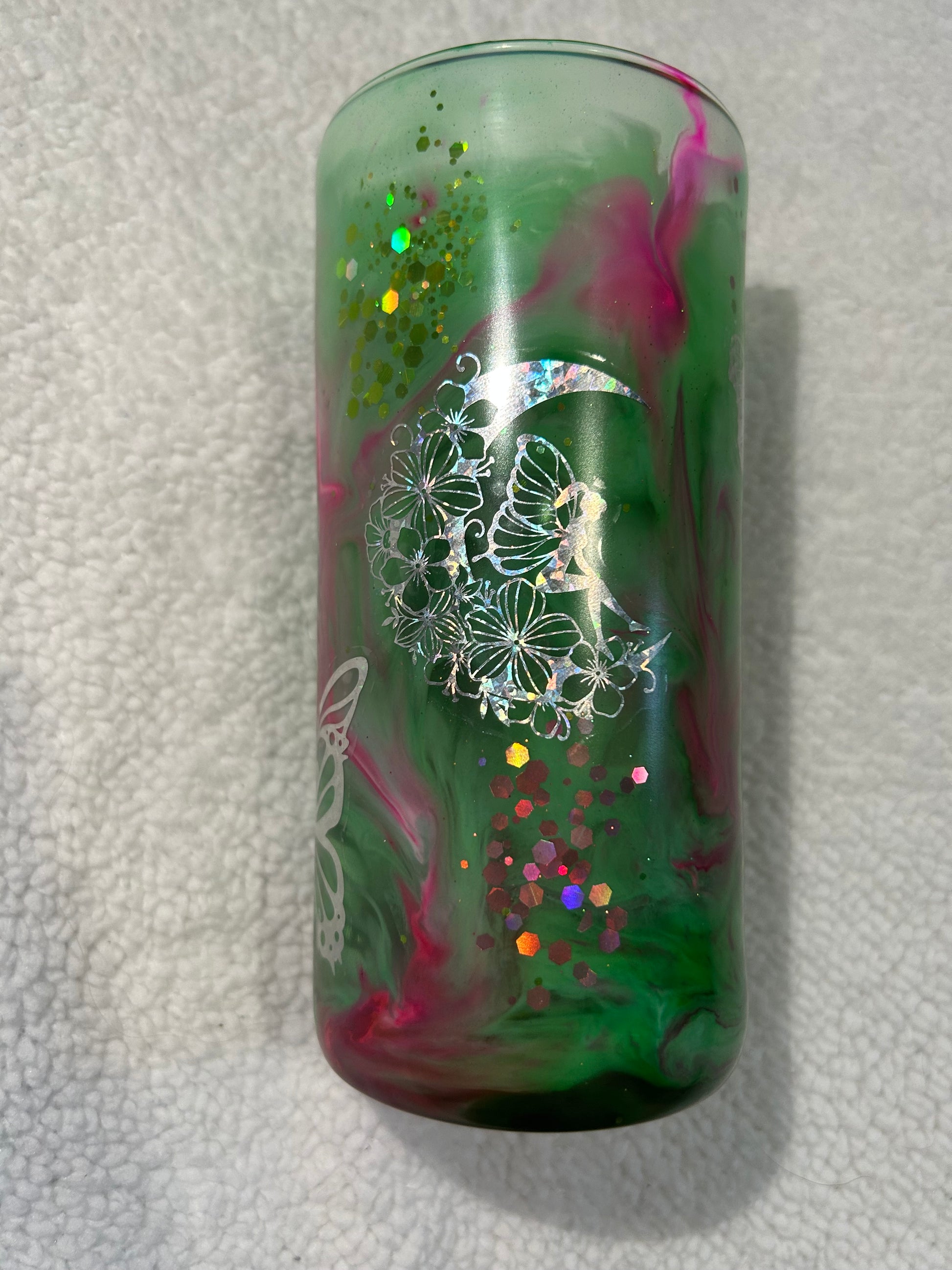 Green&pink butterfly glass vase/LOLLY