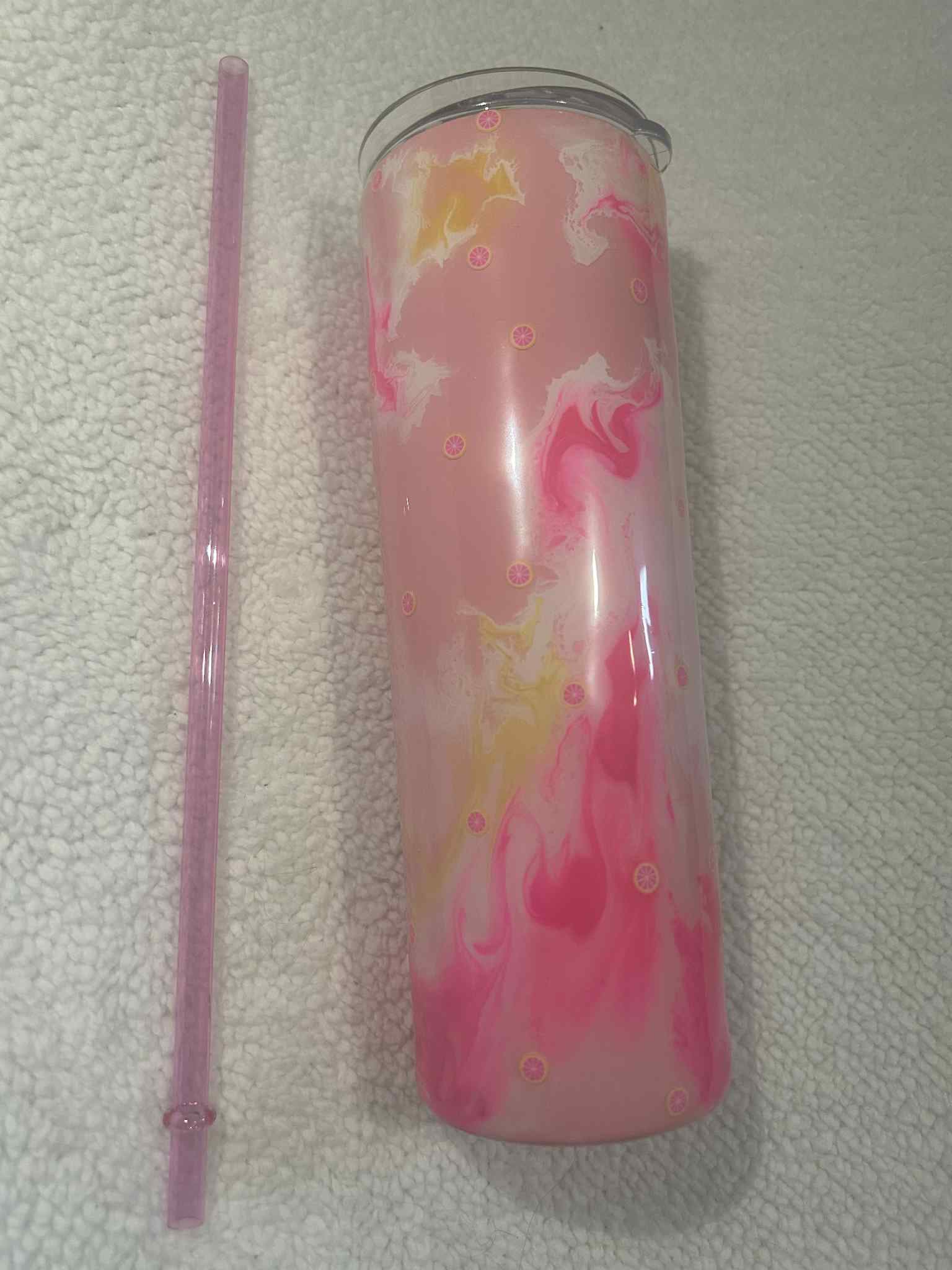 Pink lemonade Marble Swirl 20 oz Tumbler